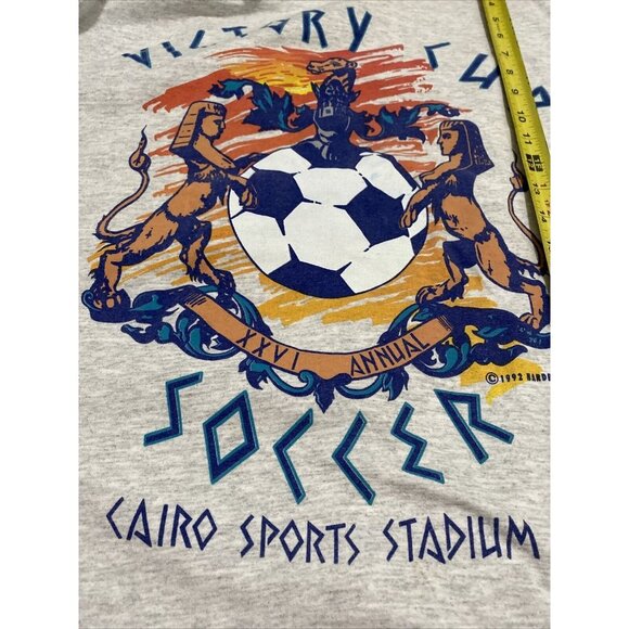 vintage 1992 Victory Cup Soccer Cairo Sports Stadium Large Gray - Picture 13 of 14